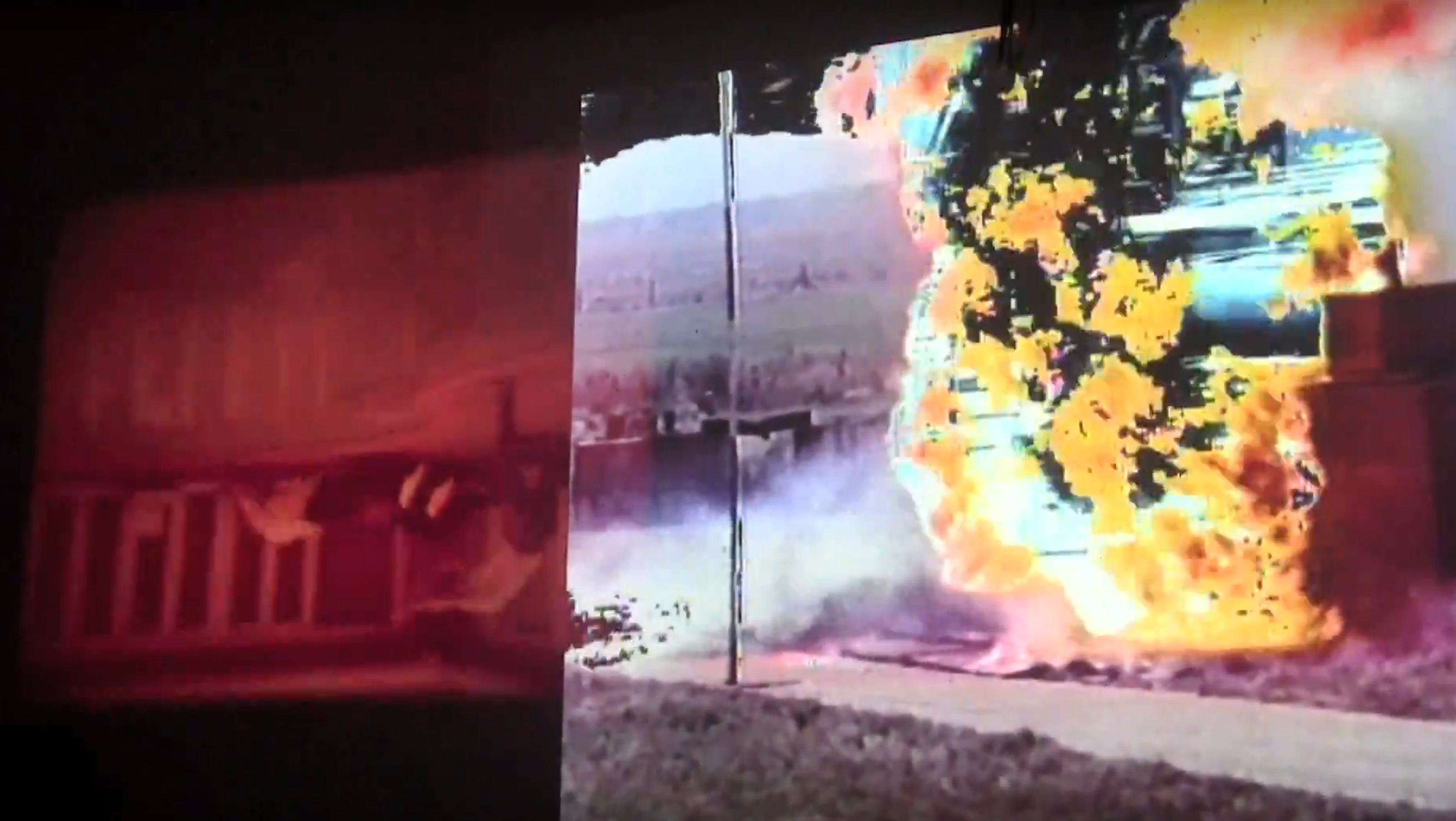 Photo of a multiprojector 16mm film performance